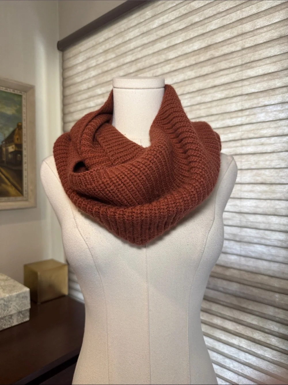 Cozy Rust Knit Infinity Scarf